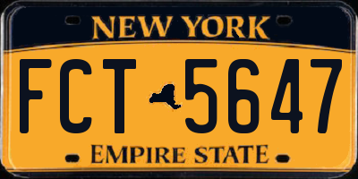NY license plate FCT5647