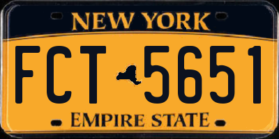 NY license plate FCT5651