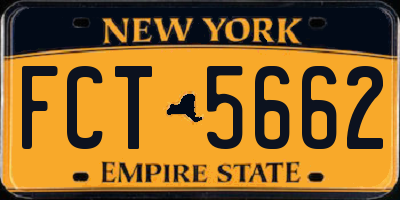 NY license plate FCT5662