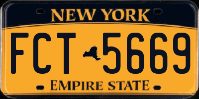 NY license plate FCT5669