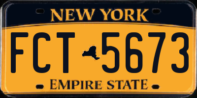 NY license plate FCT5673