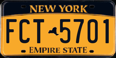 NY license plate FCT5701
