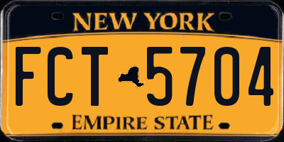 NY license plate FCT5704