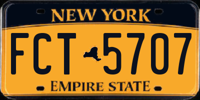 NY license plate FCT5707