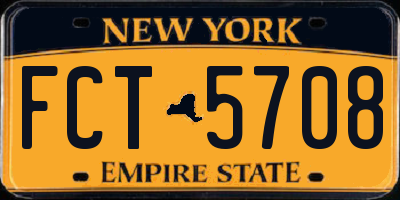 NY license plate FCT5708