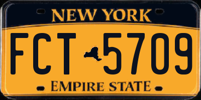 NY license plate FCT5709