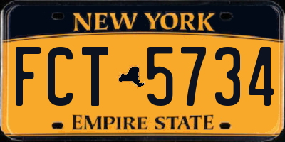 NY license plate FCT5734
