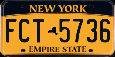 NY license plate FCT5736