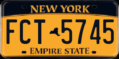 NY license plate FCT5745