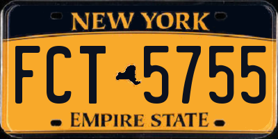 NY license plate FCT5755