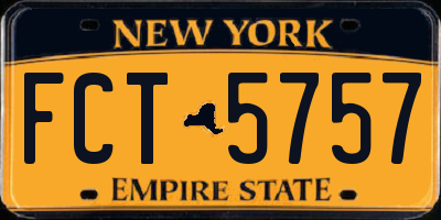 NY license plate FCT5757