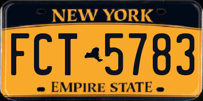 NY license plate FCT5783