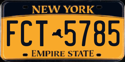 NY license plate FCT5785