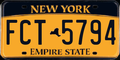 NY license plate FCT5794