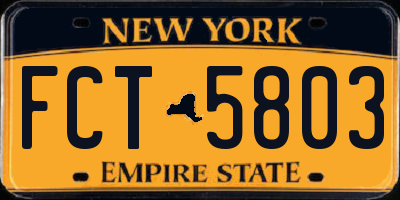 NY license plate FCT5803
