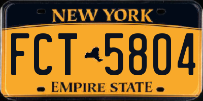 NY license plate FCT5804