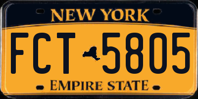 NY license plate FCT5805