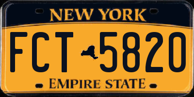 NY license plate FCT5820