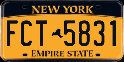 NY license plate FCT5831