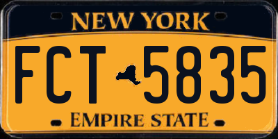 NY license plate FCT5835