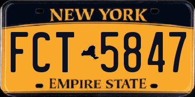 NY license plate FCT5847