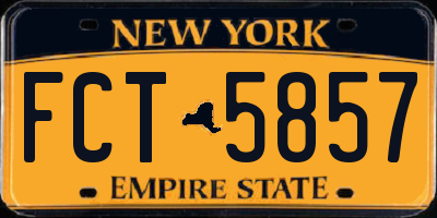 NY license plate FCT5857