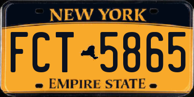 NY license plate FCT5865