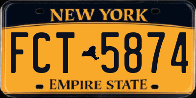 NY license plate FCT5874