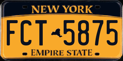 NY license plate FCT5875