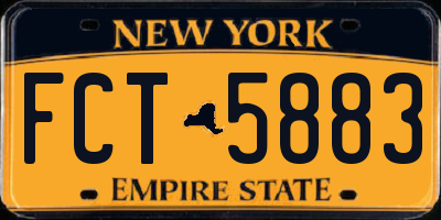 NY license plate FCT5883