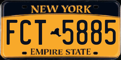 NY license plate FCT5885