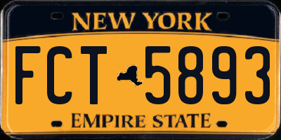 NY license plate FCT5893