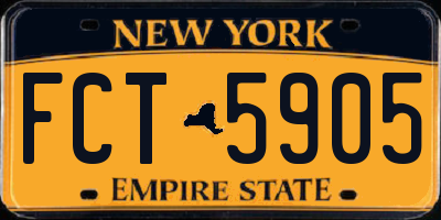 NY license plate FCT5905