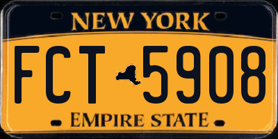 NY license plate FCT5908