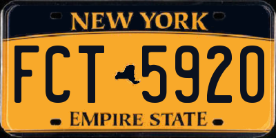 NY license plate FCT5920