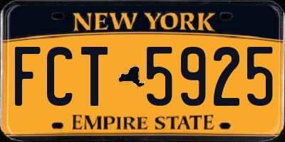NY license plate FCT5925