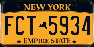 NY license plate FCT5934