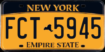 NY license plate FCT5945