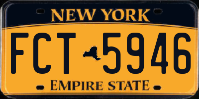 NY license plate FCT5946