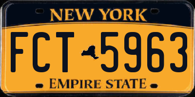 NY license plate FCT5963