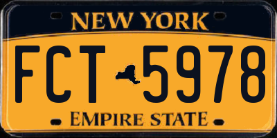 NY license plate FCT5978