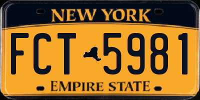 NY license plate FCT5981