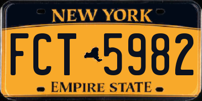 NY license plate FCT5982