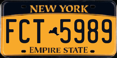 NY license plate FCT5989