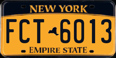 NY license plate FCT6013