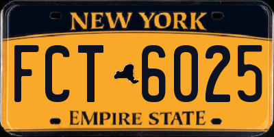 NY license plate FCT6025