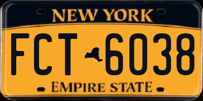 NY license plate FCT6038