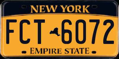 NY license plate FCT6072