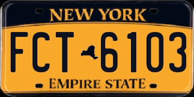 NY license plate FCT6103