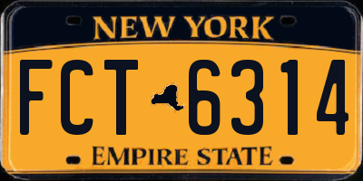 NY license plate FCT6314